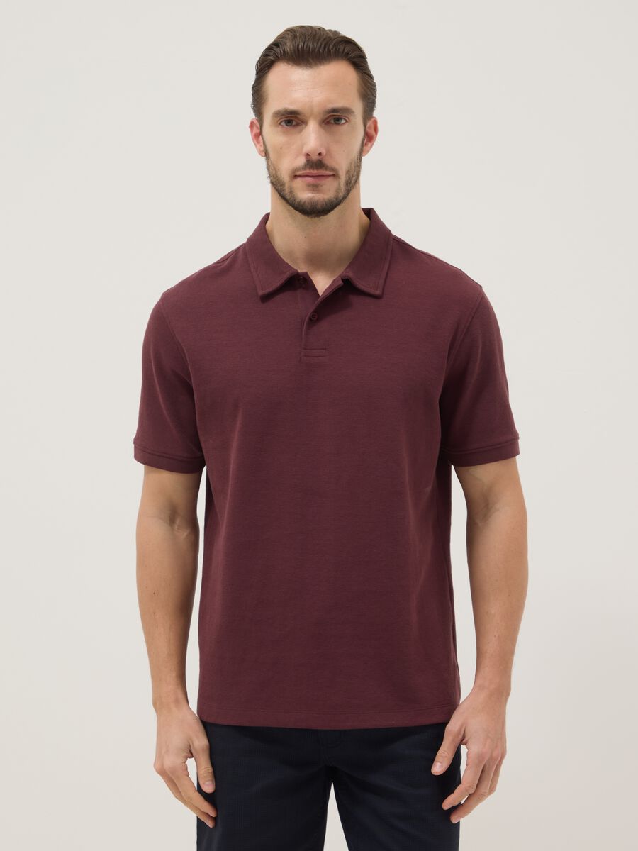 Brown stretch cotton polo shirt regular fit_0