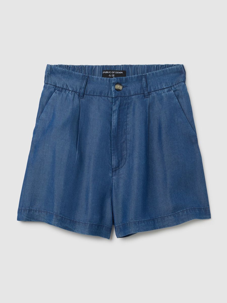 Women's Regular Fit Lyocell Blue Shorts_4