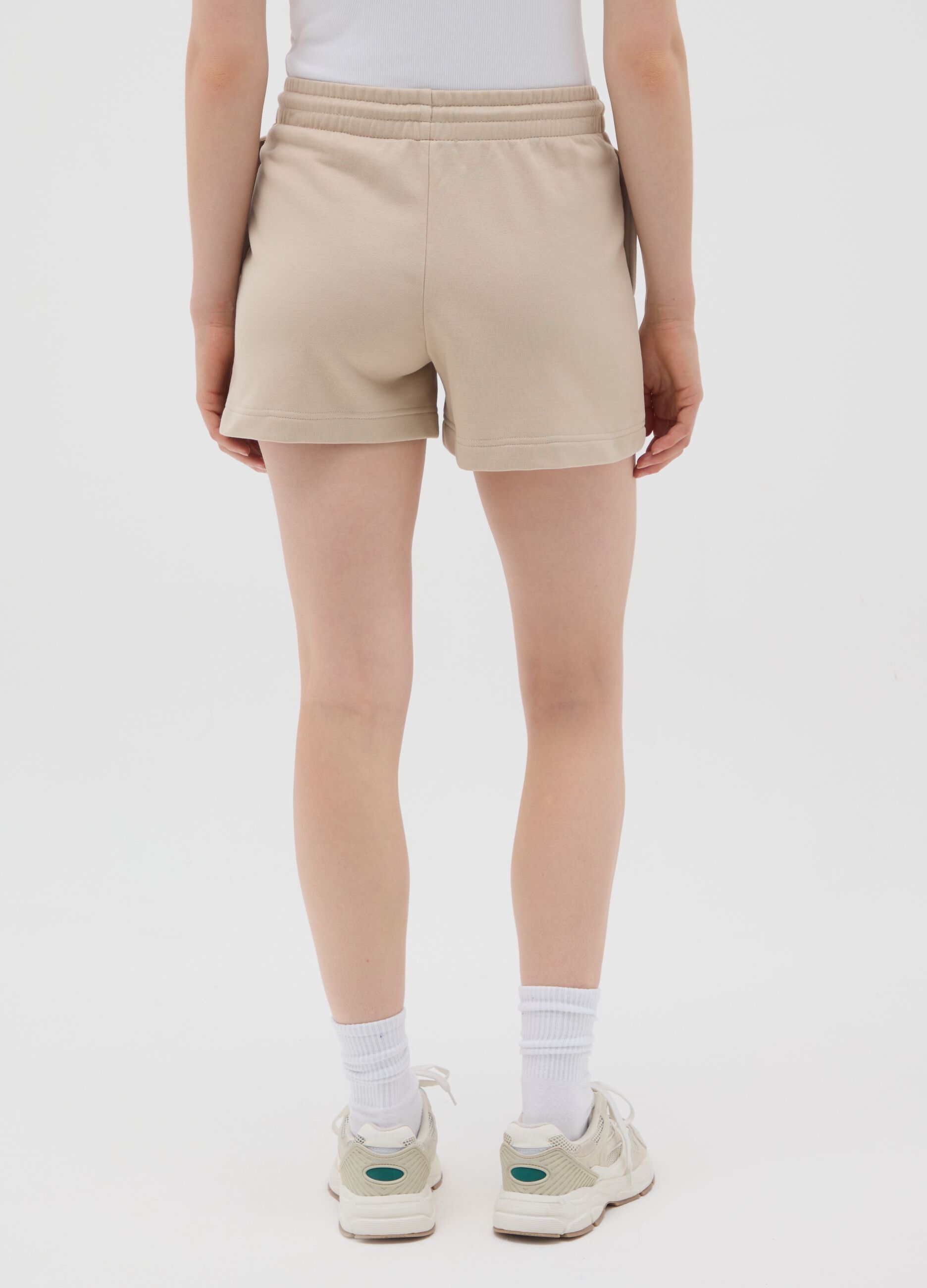 Women's Beige Cotton Regular Fit Shorts