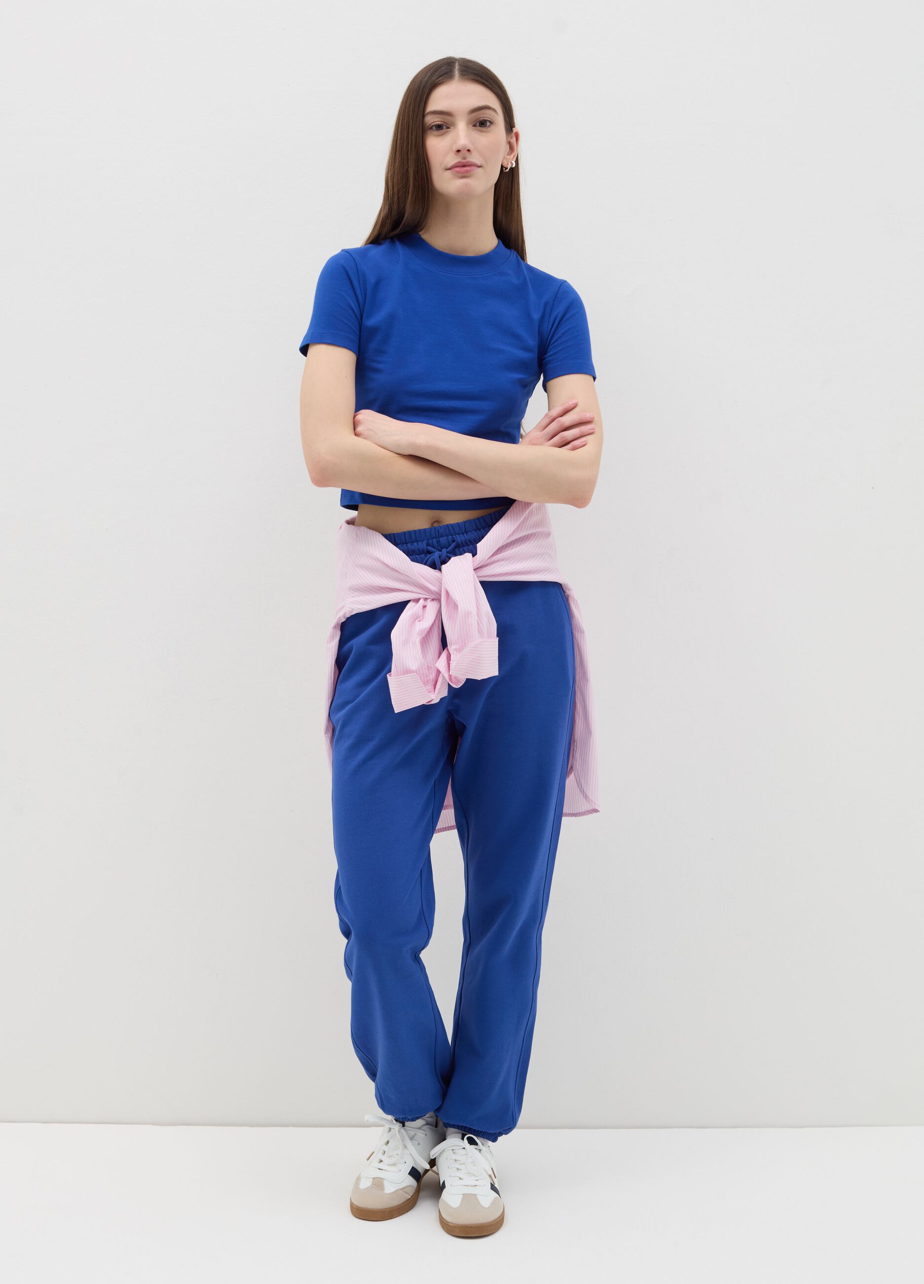 Fleece joggers with drawstring