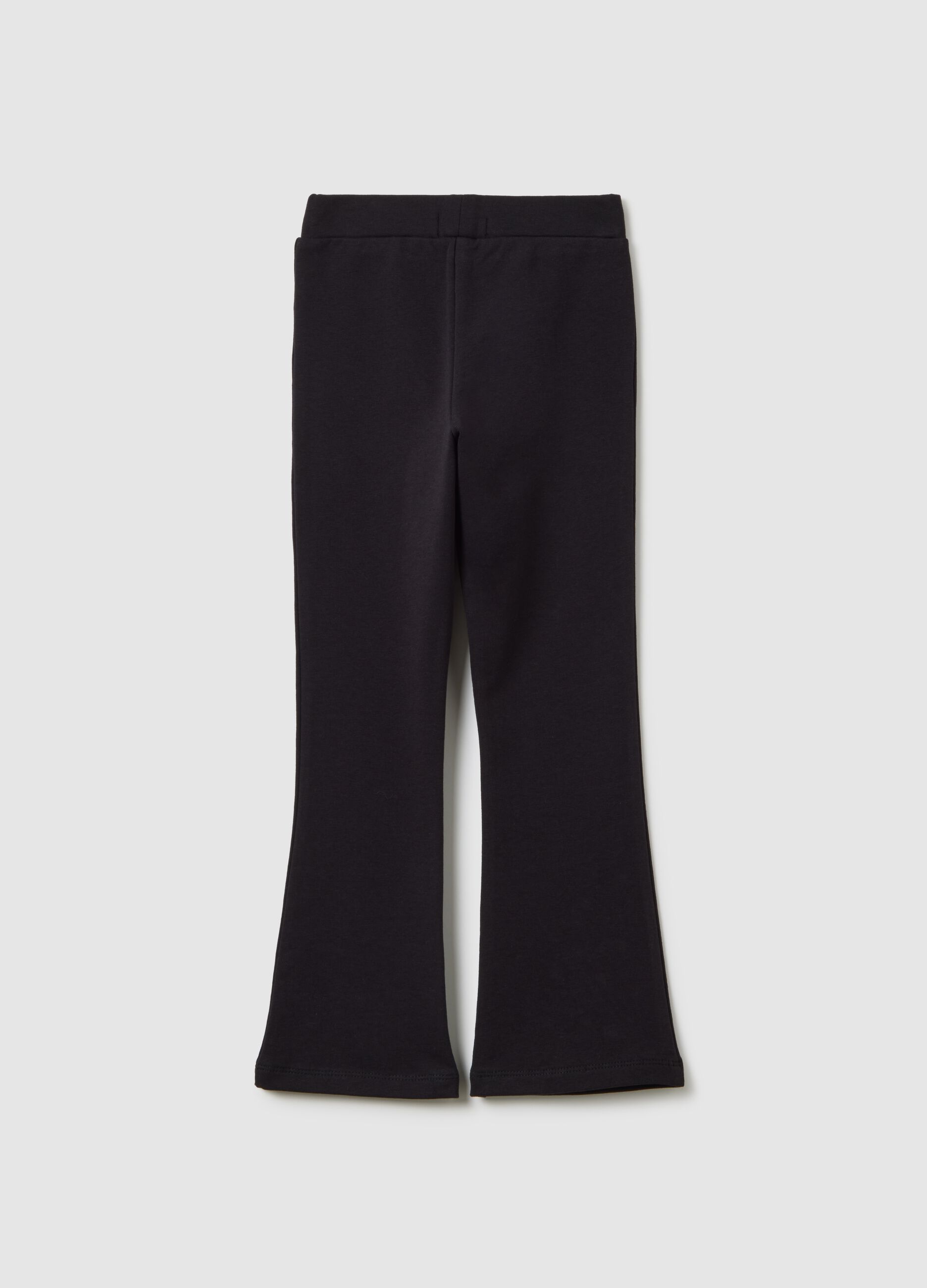 Girls' Black Cotton Stretch Flare Leggings