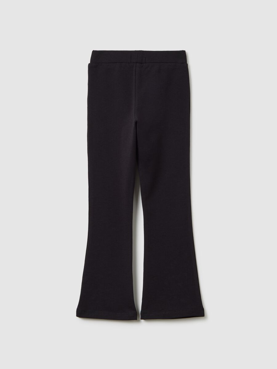 Girls' Black Cotton Stretch Flare Leggings_1