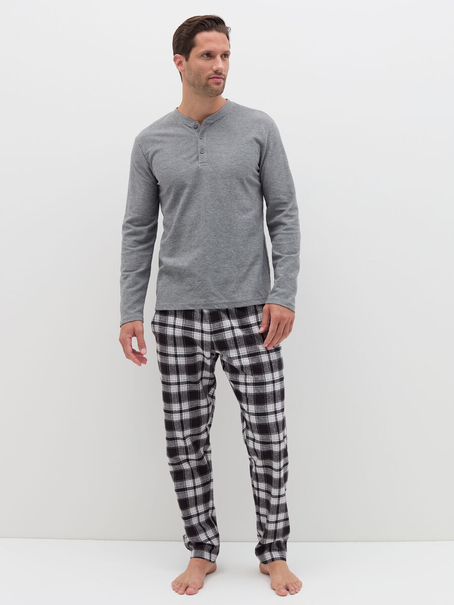 Full-length pyjamas with granddad neckline top_0