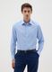 Slim fit light blue cotton blend shirt_0
