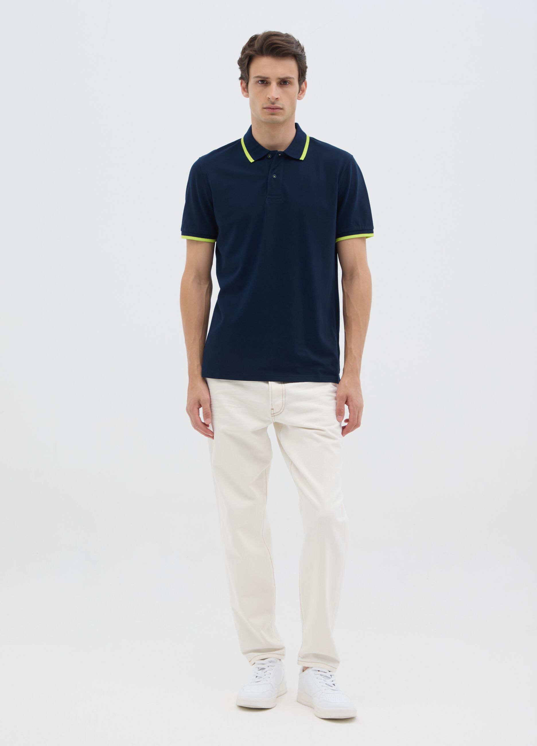 Men's multicolour stretch cotton polo shirt regular fit