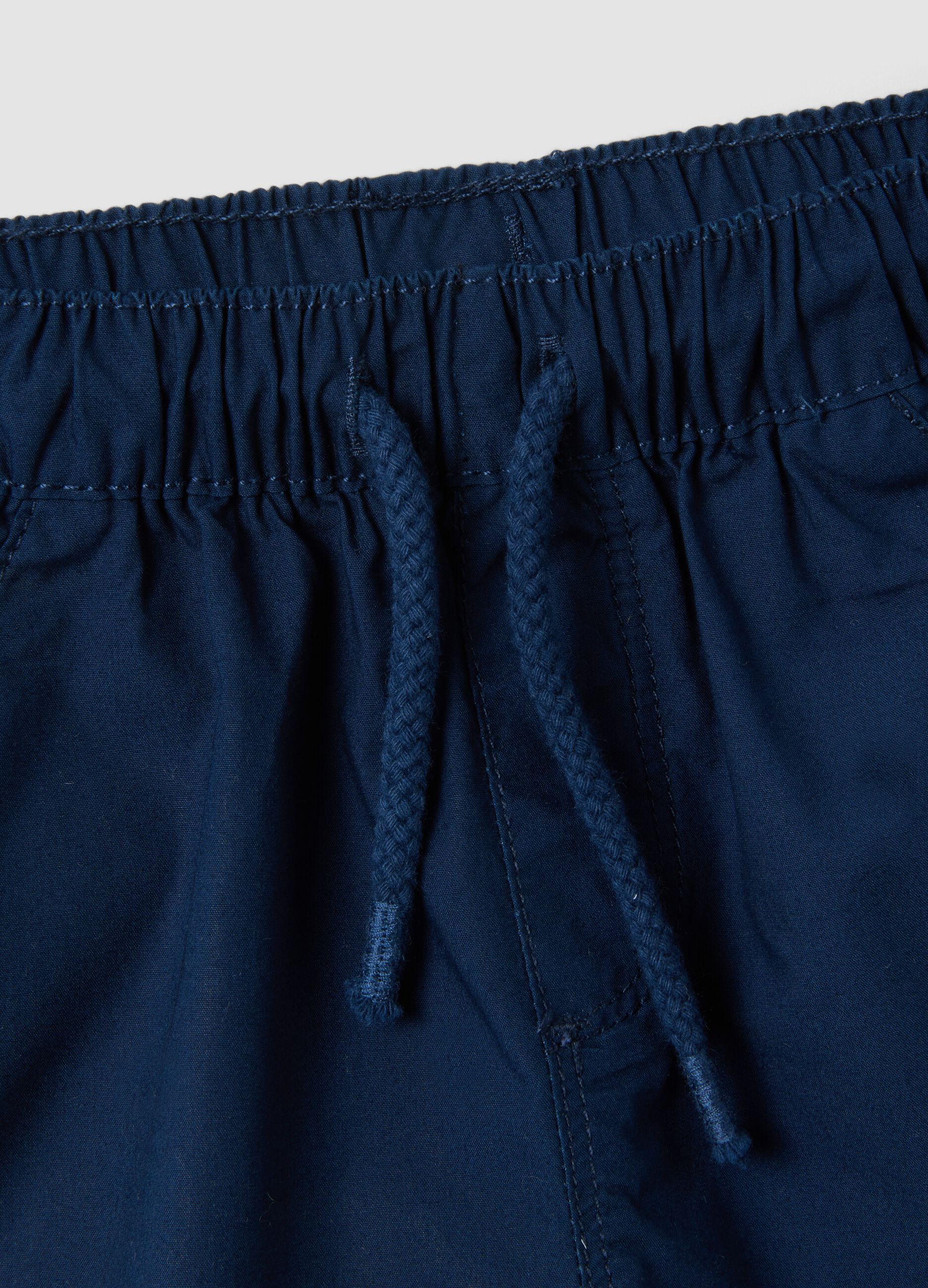 Blue pure cotton shorts with elasticated waistband