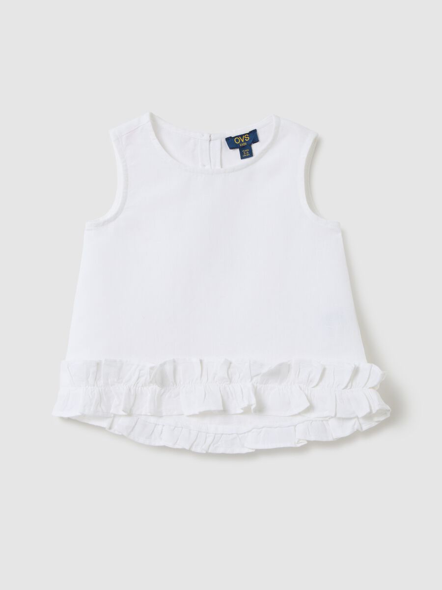 White Sleeveless Blouse with OVS Kids Ruffles_0