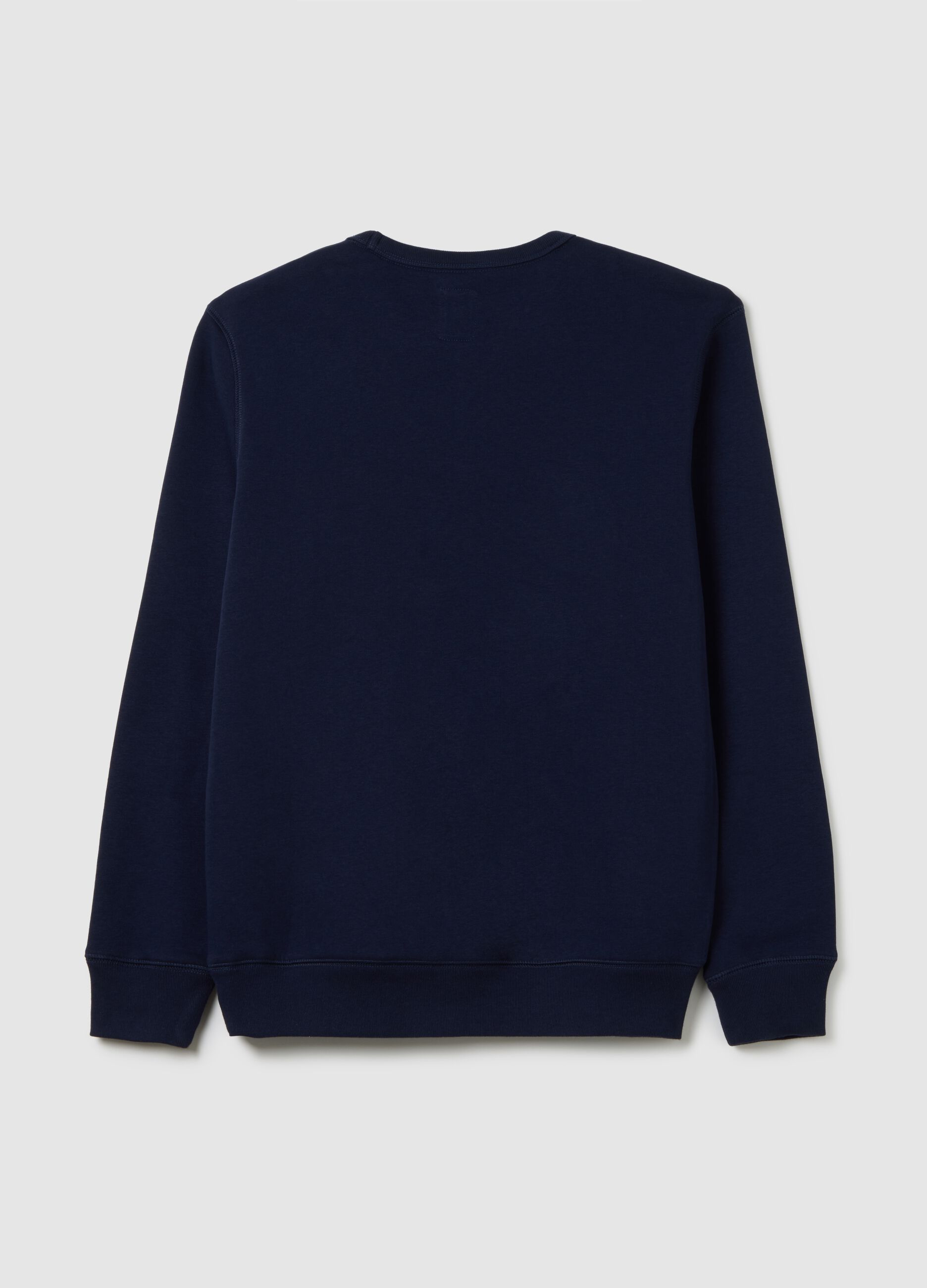Round-neck sweatshirt with logo patch and embroidery