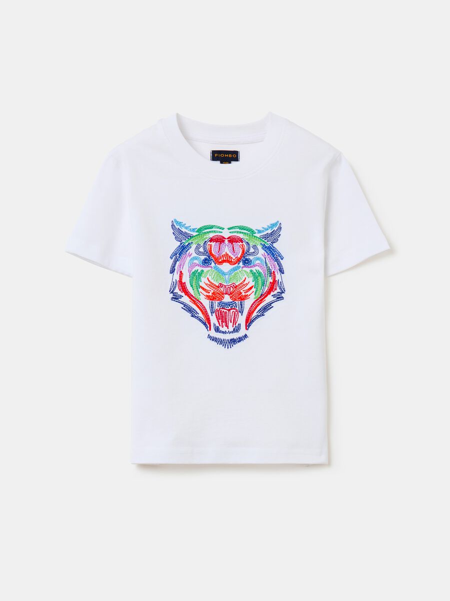Cotton T-shirt with tiger embroidery_4