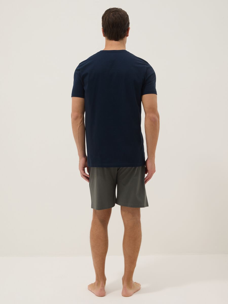 Multicolour Regular Fit V-neck Organic Cotton Jersey Short Pyjamas_2