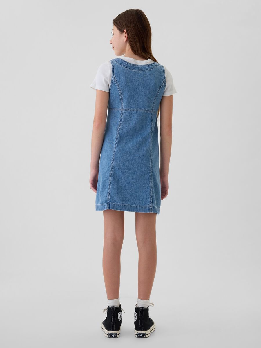 Short sleeveless dress in denim with buttons_1