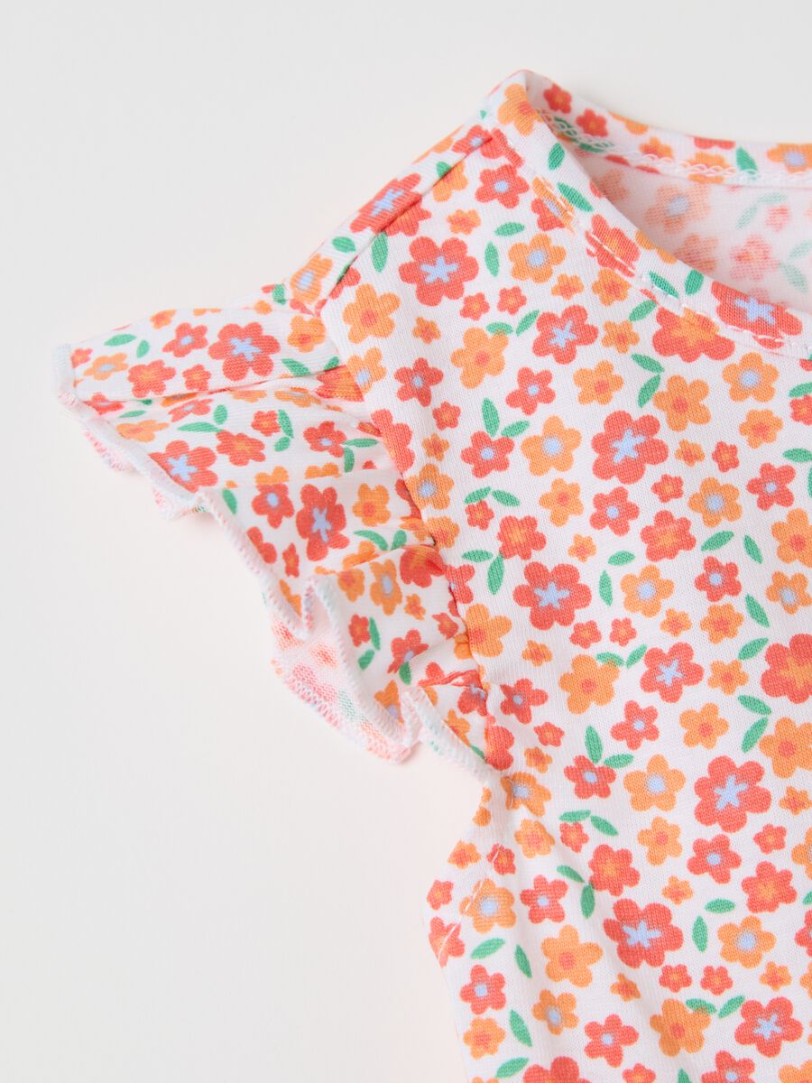 Orange dress with flowers in cotton_2