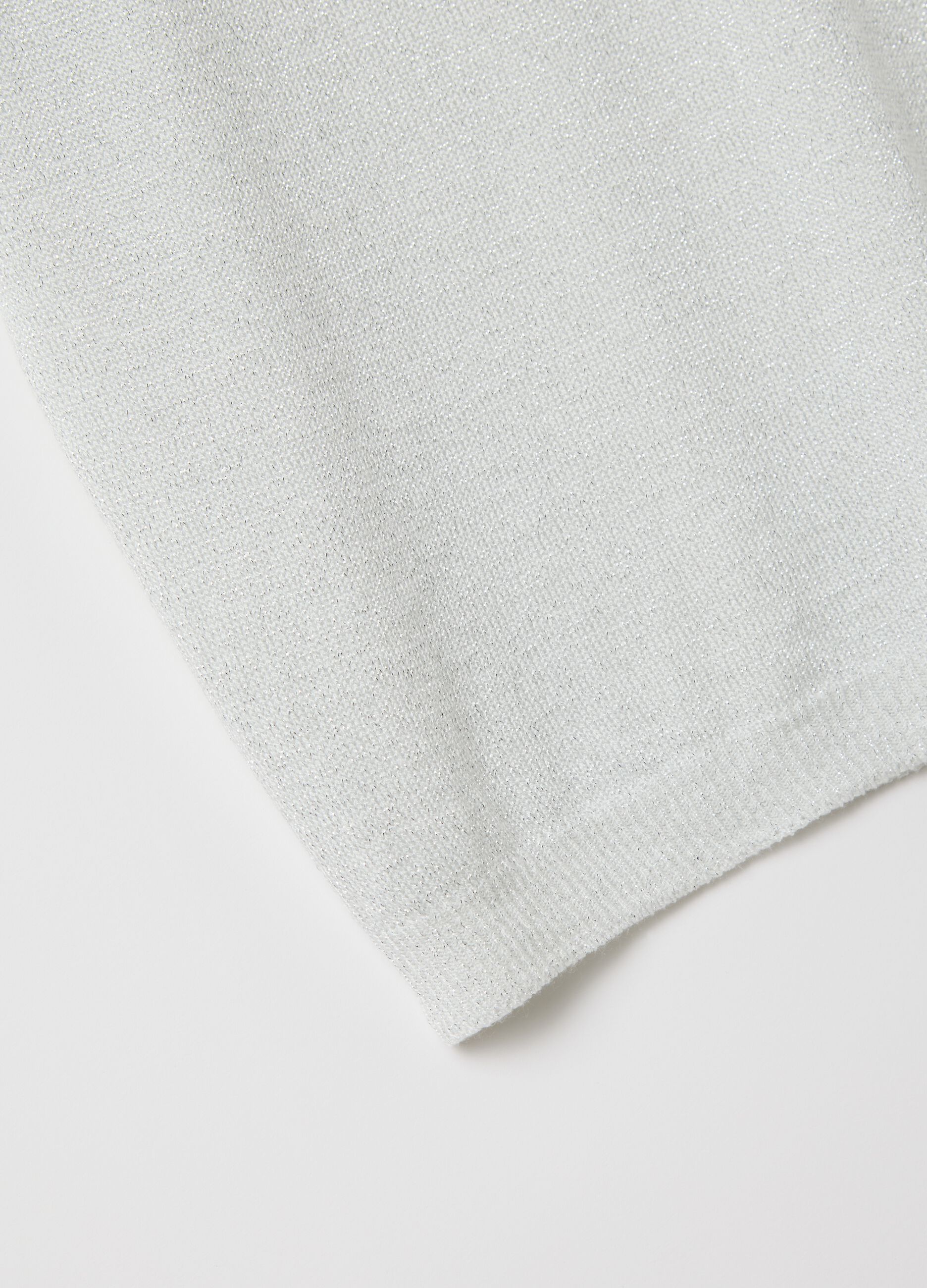 Grey lurex top with three-quarter sleeves