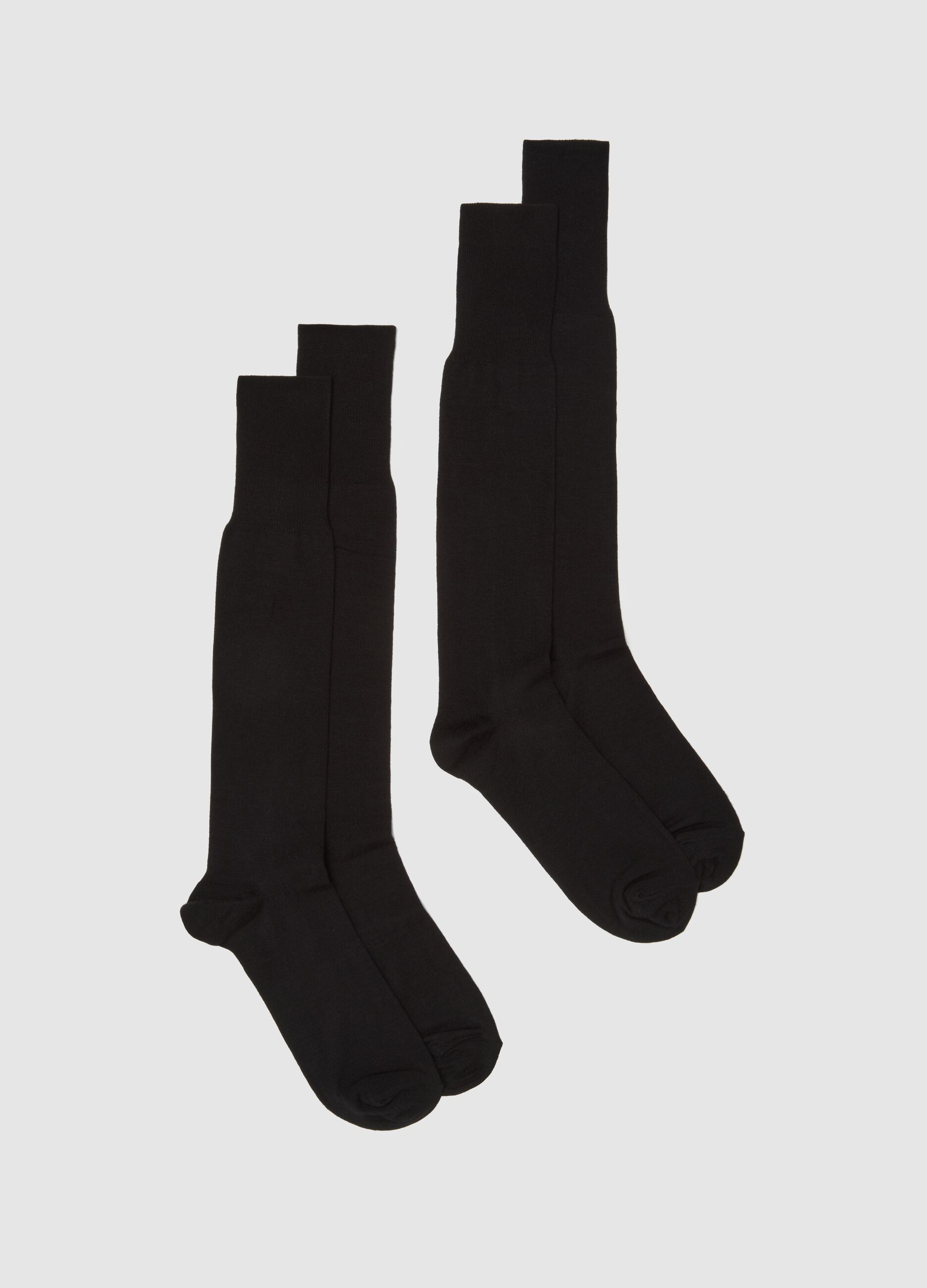 Two-pack of black long elasticised socks