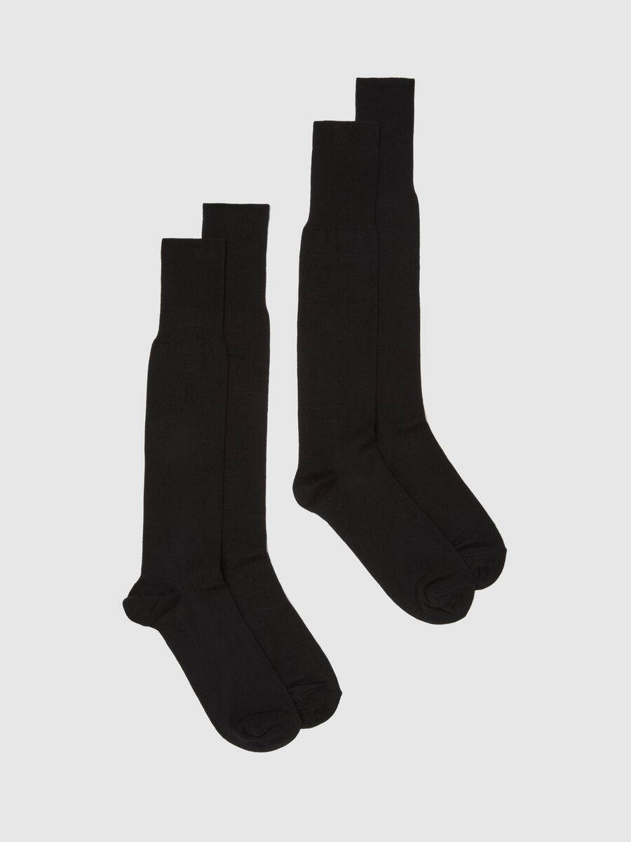 Two-pack of black long elasticised socks_0