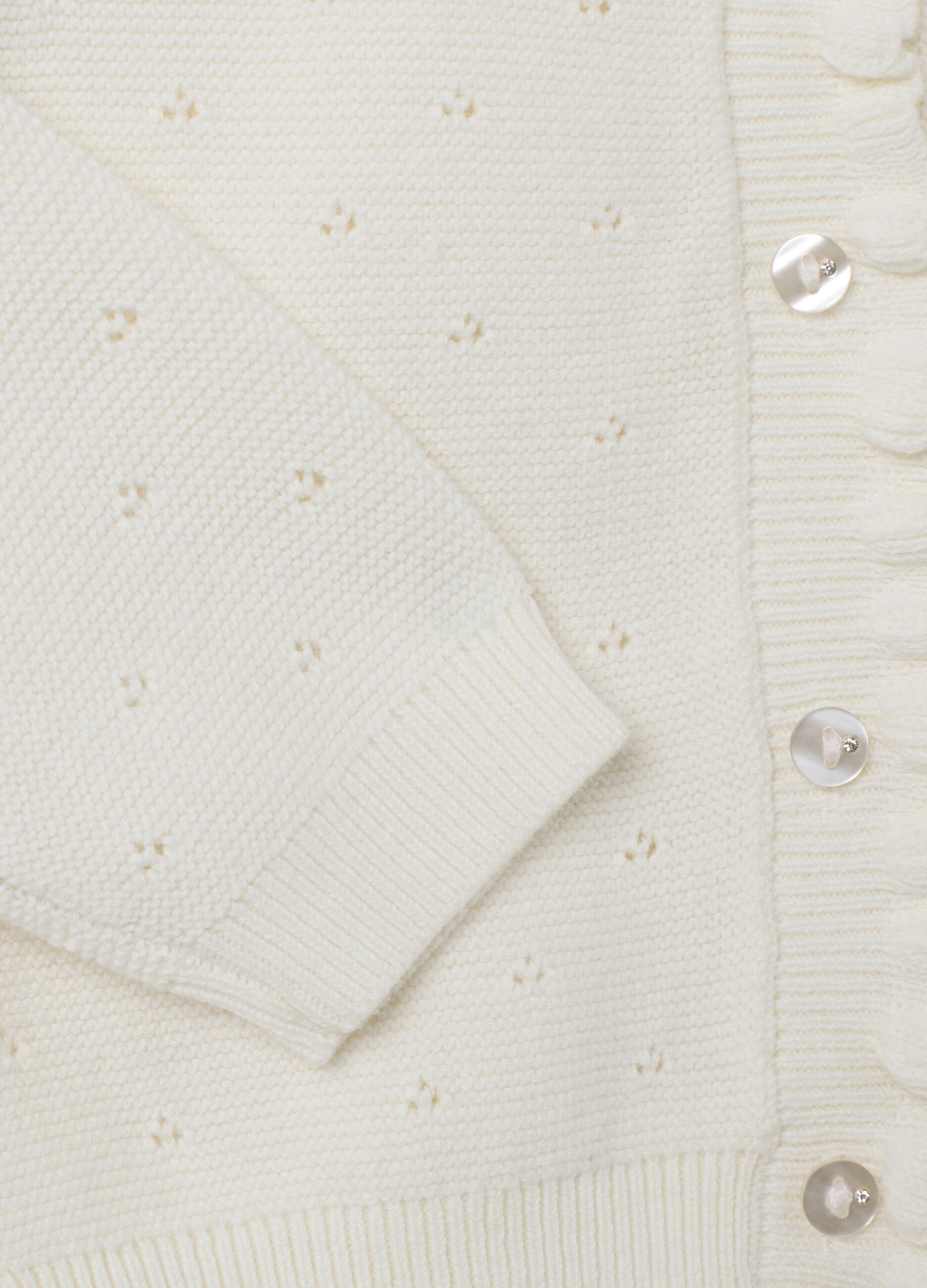 Girls' white pure cotton regular fit cardigan