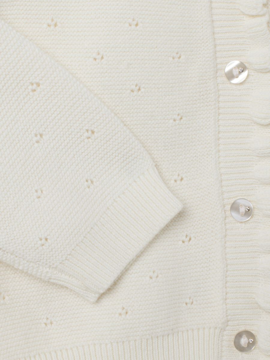 Girls' white pure cotton regular fit cardigan_2