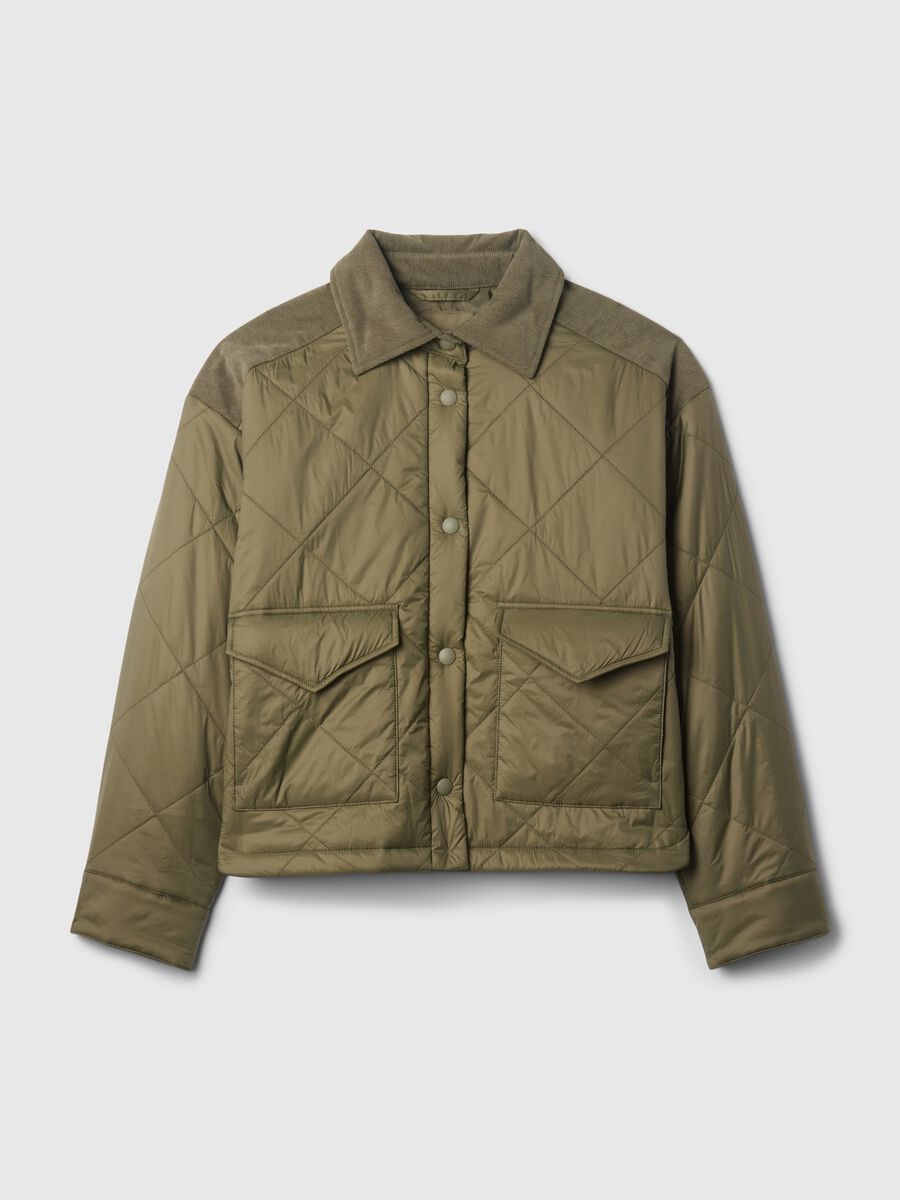 Short quilted jacket with corduroy details_4