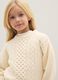 Regular fit beige girl's pullover with knitted design_2