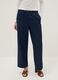 Wide-leg blue denim pure cotton trousers with elastic waist_1