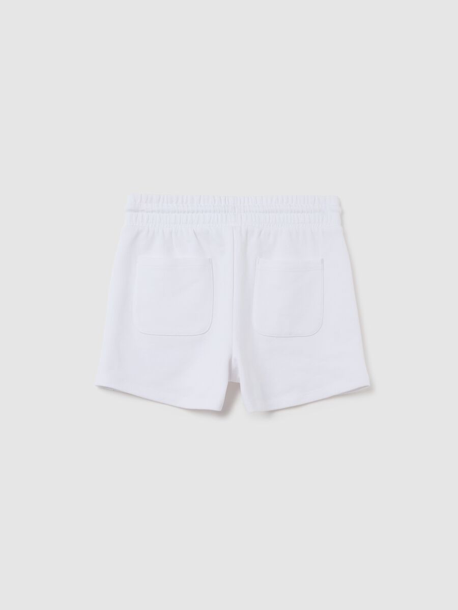 Shorts da ragazze in puro cotone bianco regular fit con tasche posteriori_1