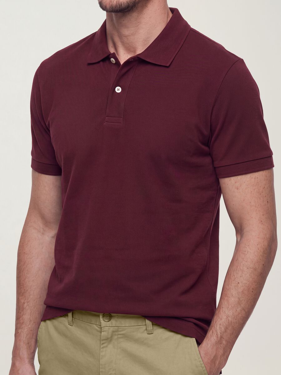 Polo rossa in puro cotone piquet con colletto classico regular fit_1