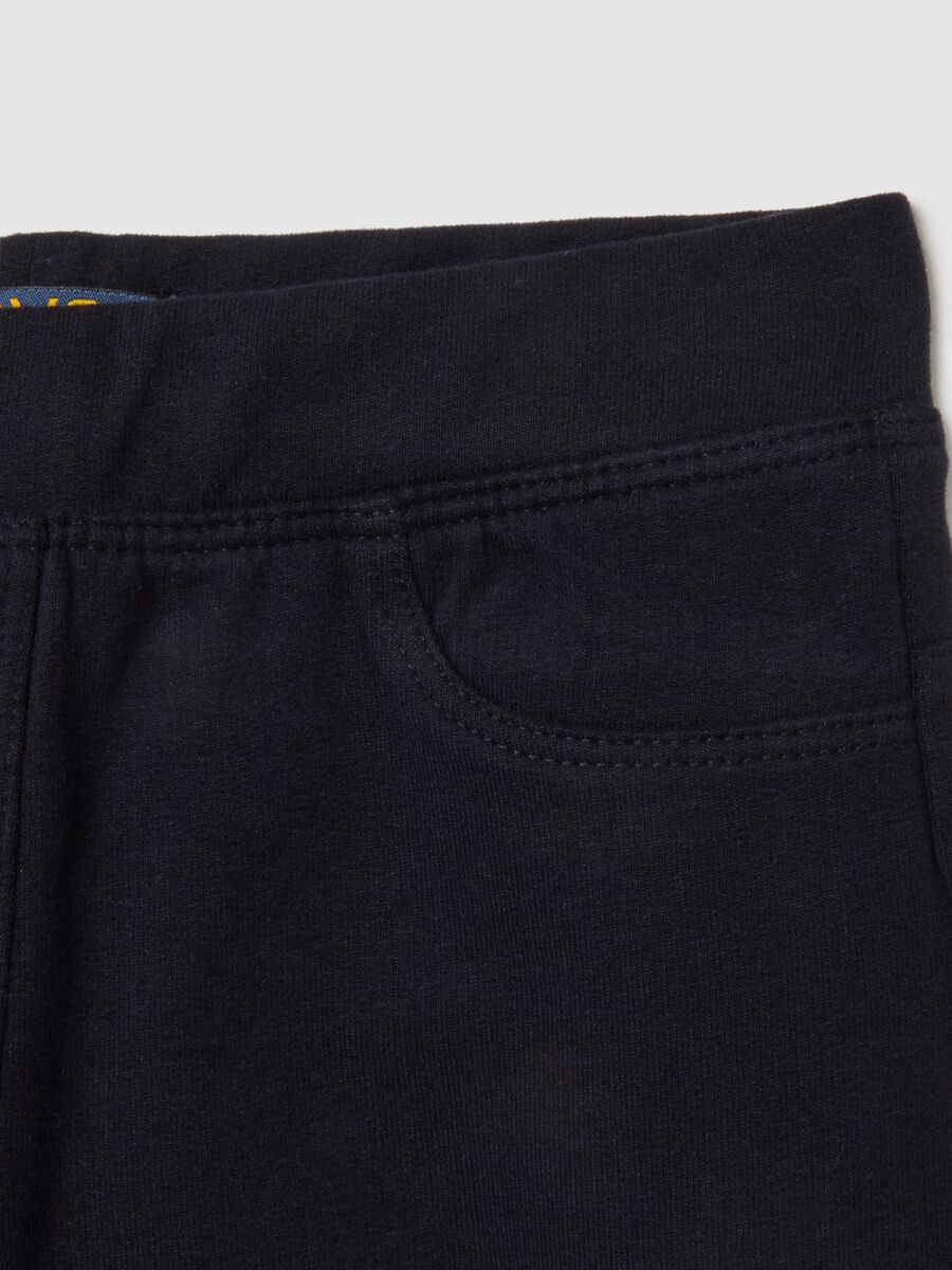 Girls' black cotton stretch flare treggings_2