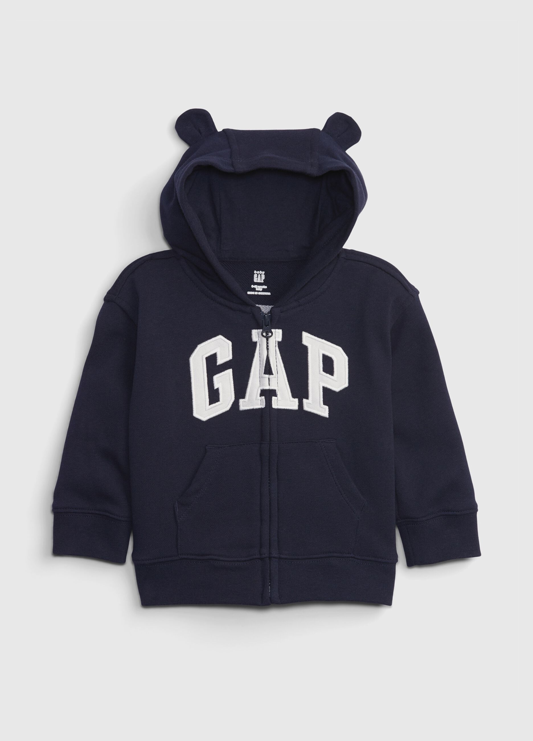 Full-zip hoodie with logo patch