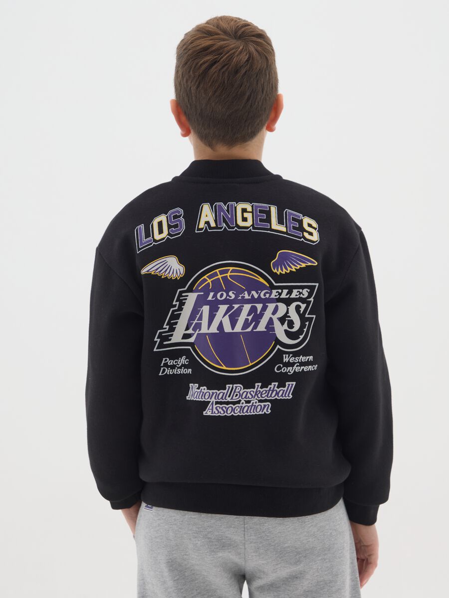 Children's black cotton blend regular fit sweatshirt with Lakers logo_1