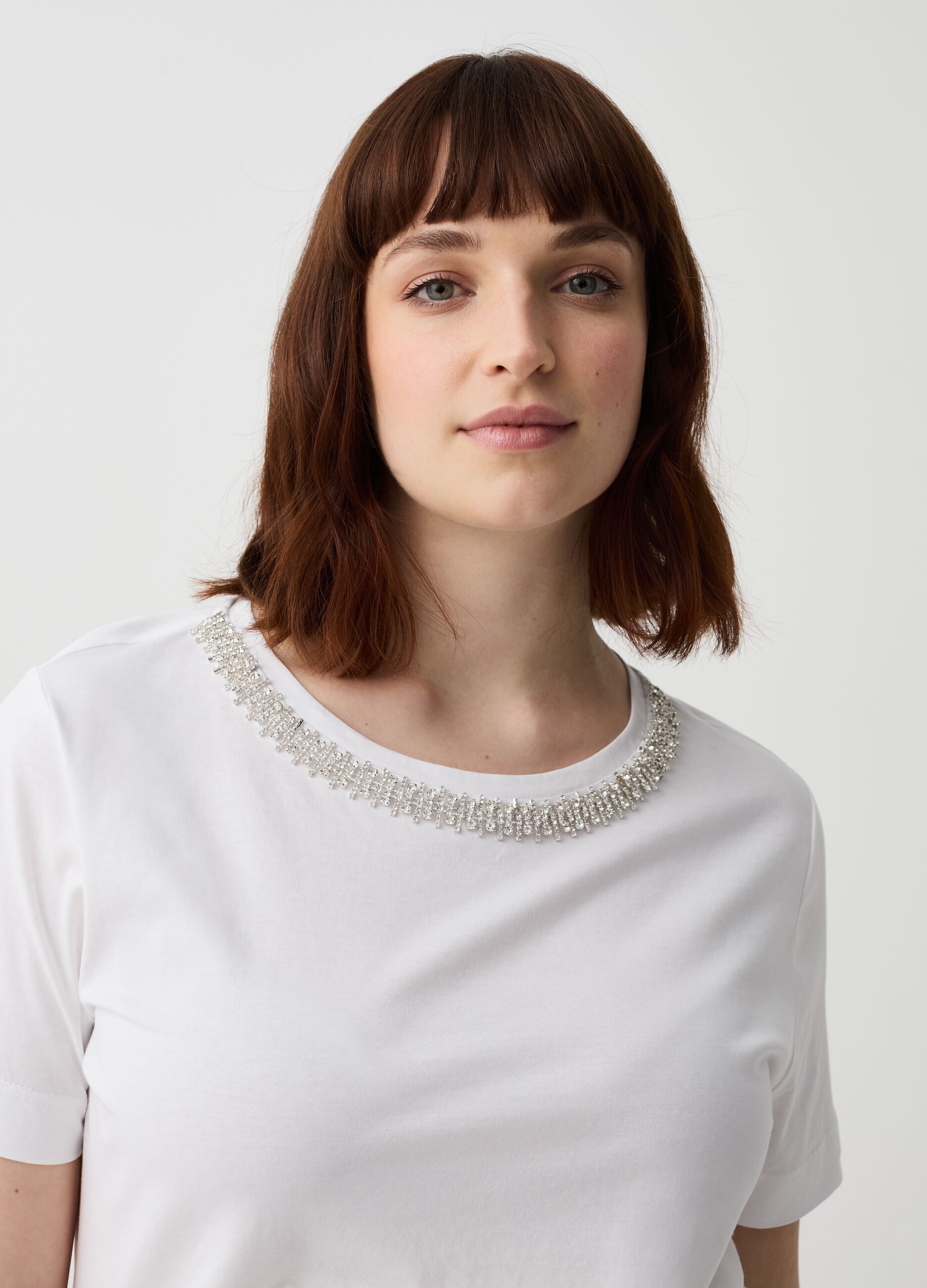 Ovs T-shirt girocollo con strass Curvy