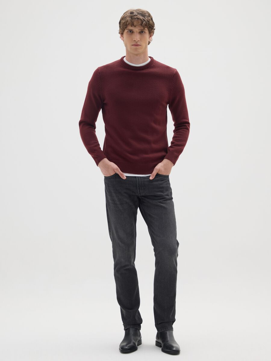 Red regular fit sweater_1