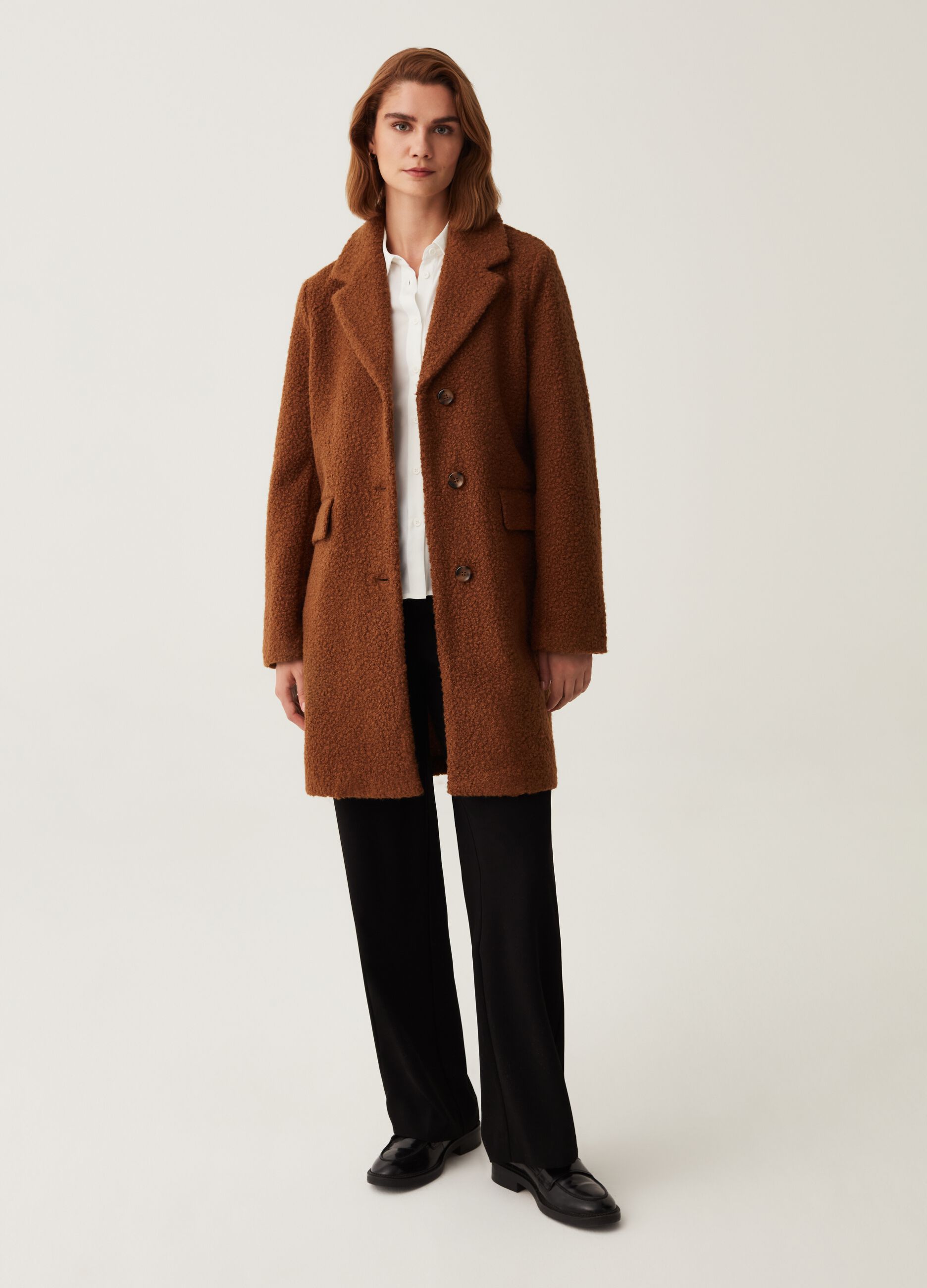 Cappotto lungo effetto boucle_0