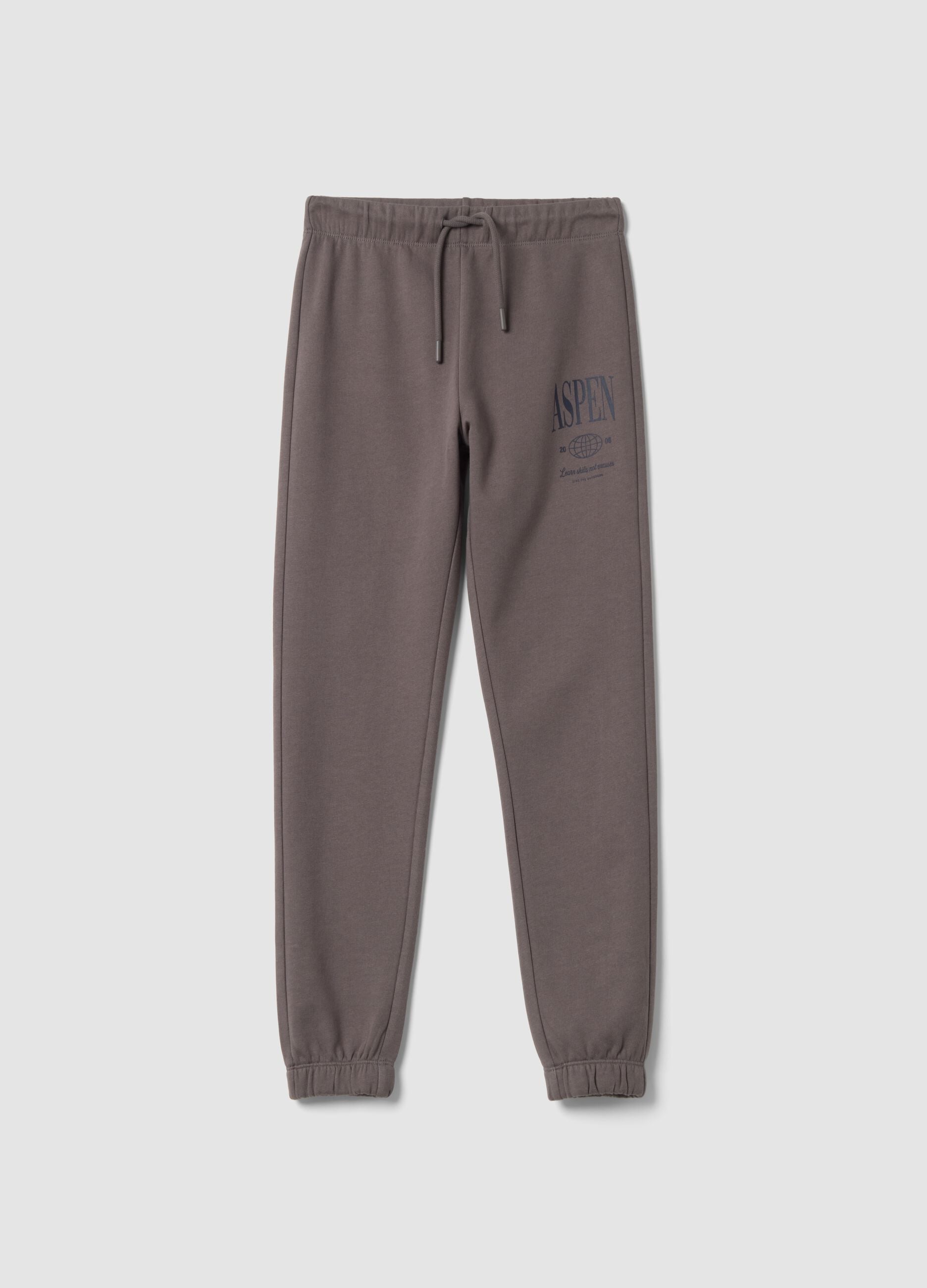 Grey organic cotton fleece joggers, regular fit