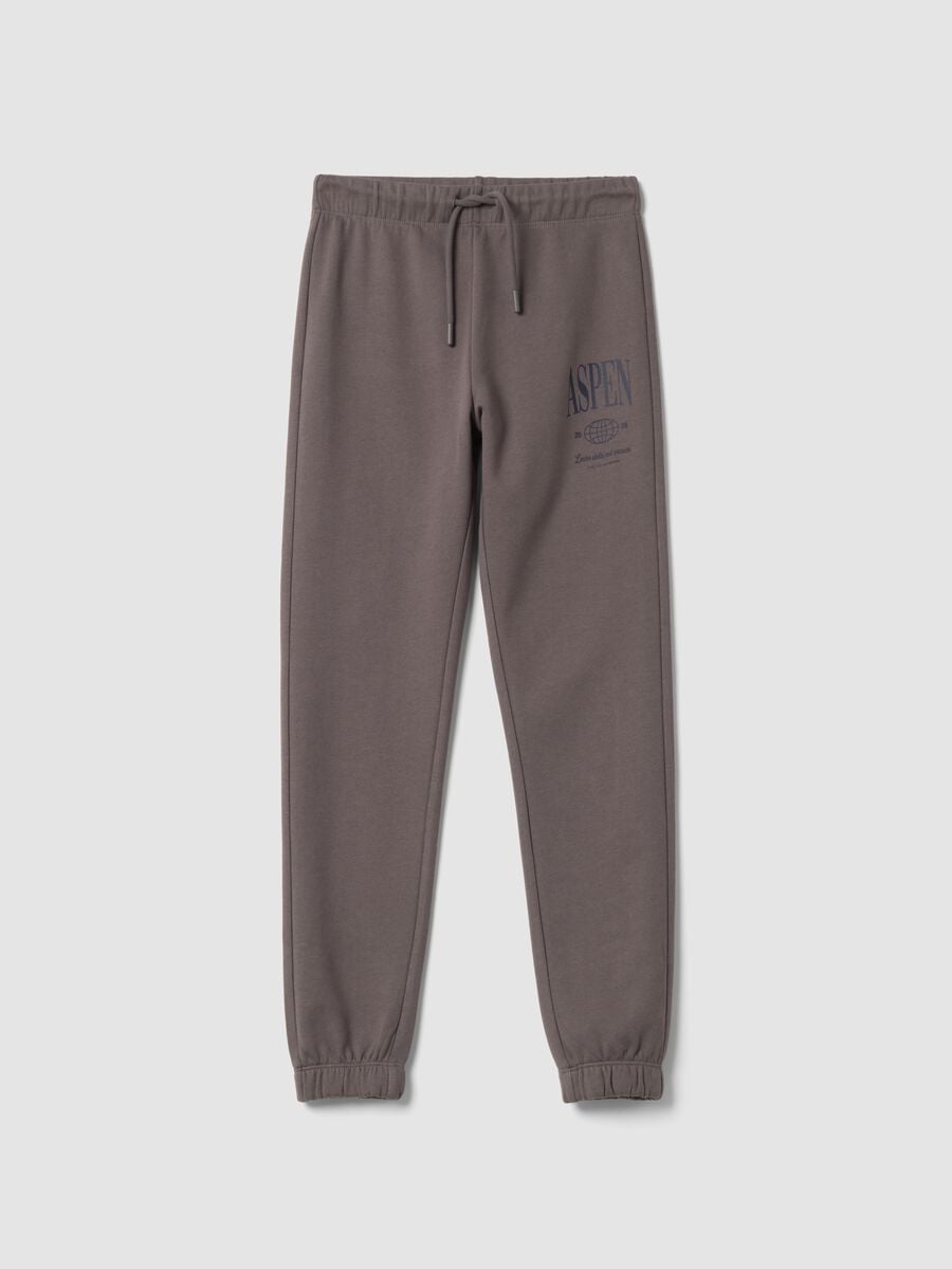 Grey organic cotton fleece joggers, regular fit_0