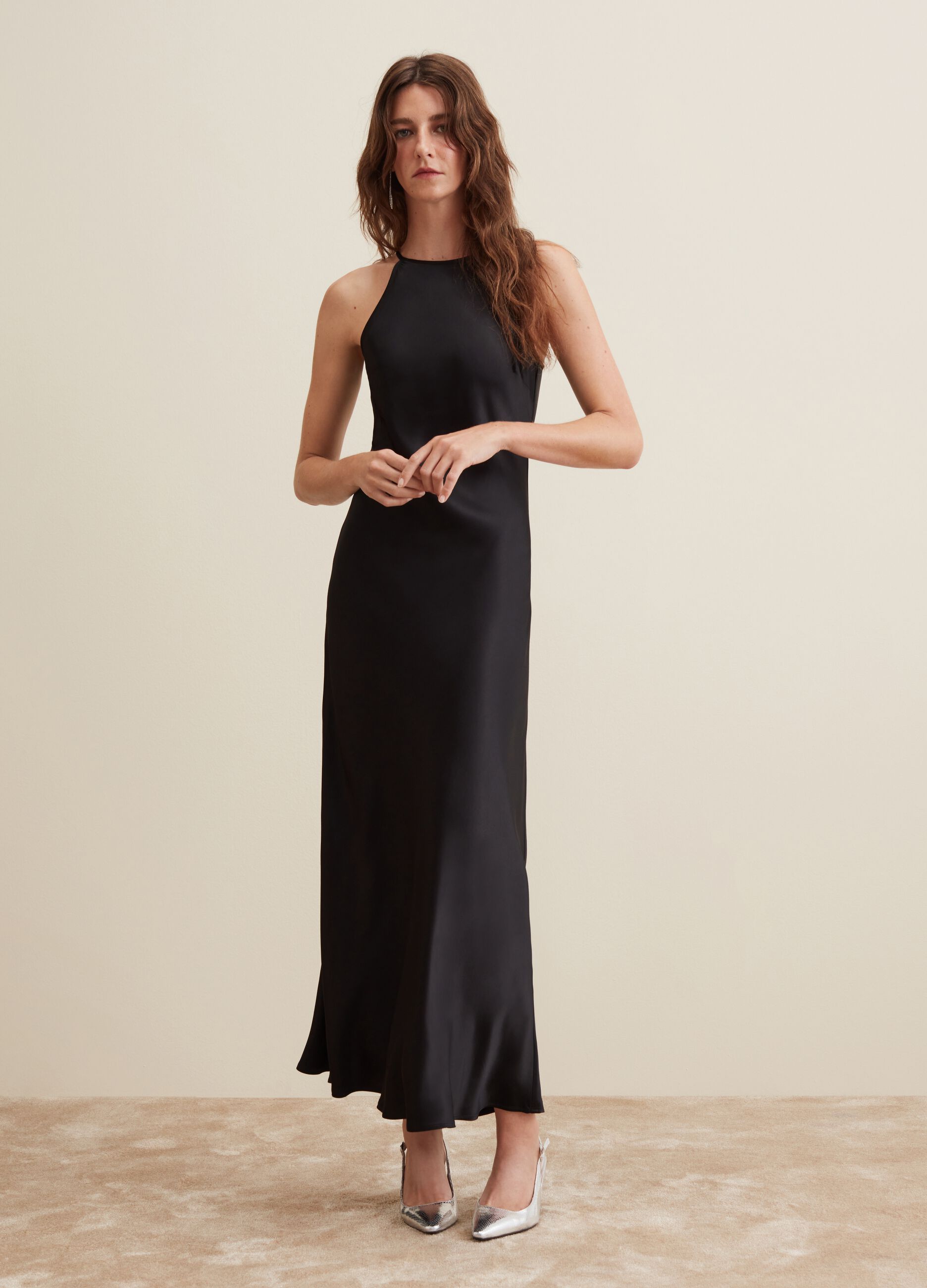 Abito lungo in viscosa satin