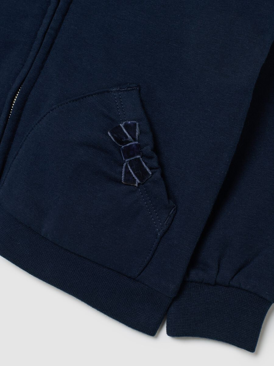 Girls' blue sweatshirt in stretch cotton regular fit with zip_3