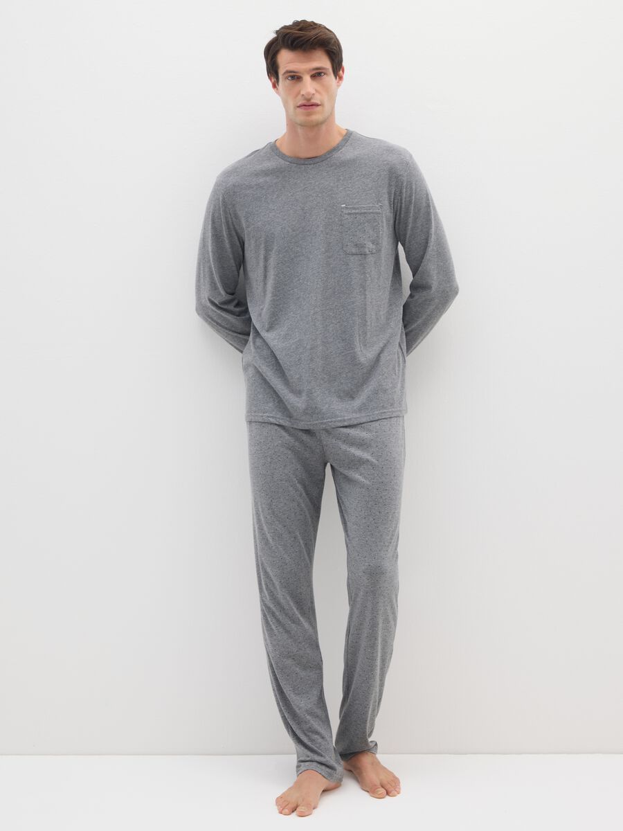 Pigiama grigio in cotone a maniche lunghe_0