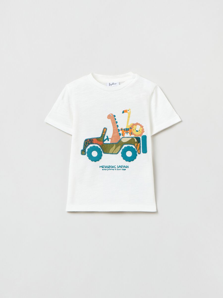 Slub cotton T-shirt with print_0