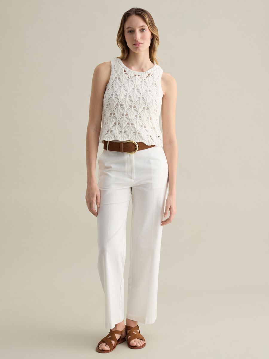 White tank top in crochet cotton_1