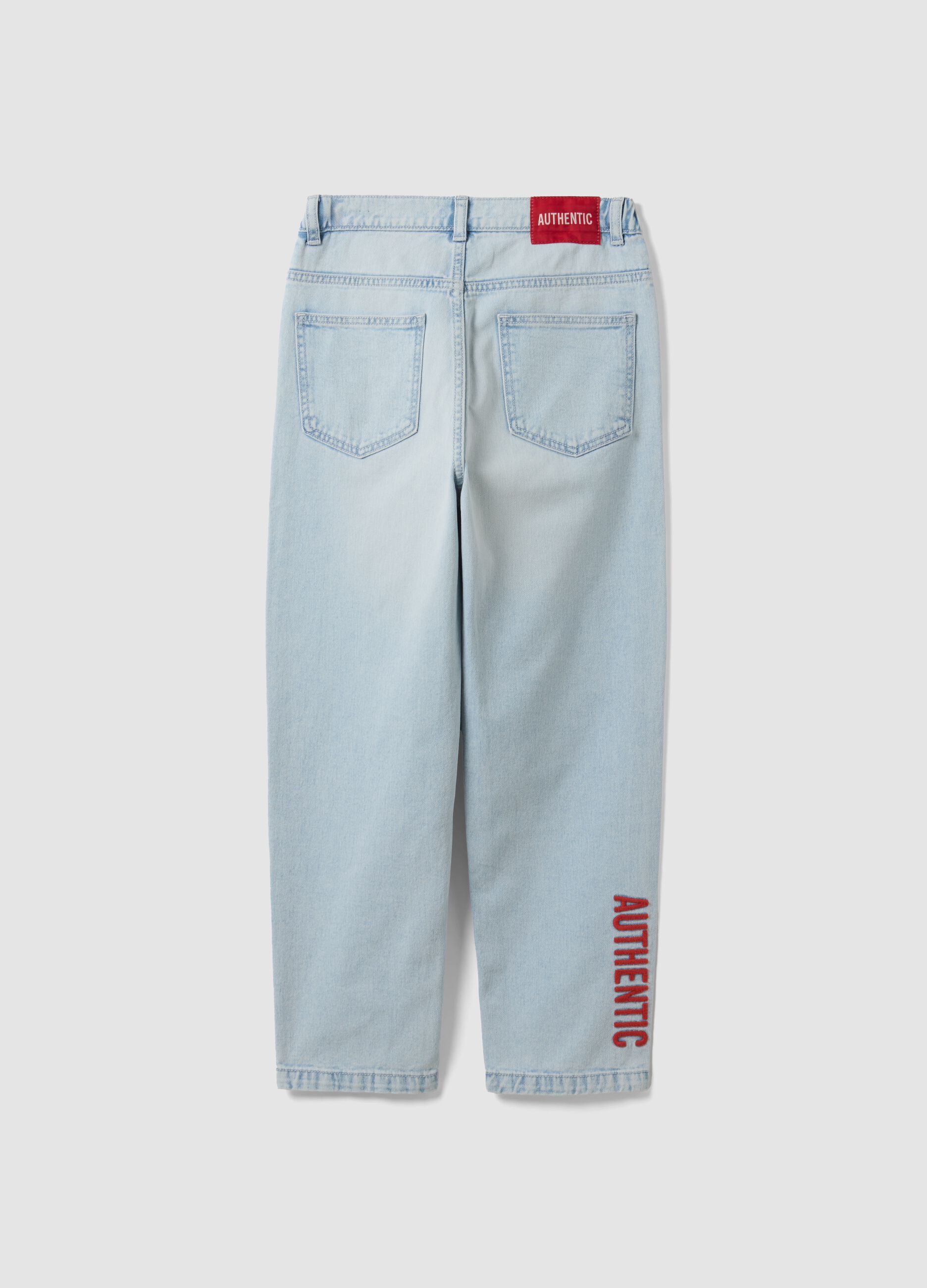 Light blue pure cotton relaxed-fit jeans for boys