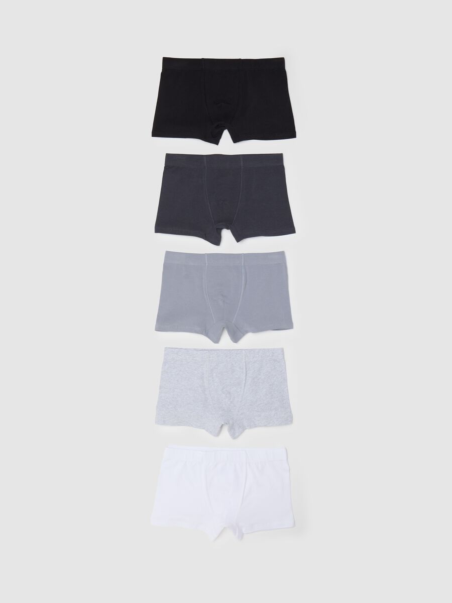 Five-pack black and grey boxer shorts in stretch cotton_0