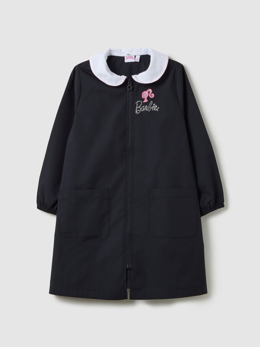 Grembiule scolastico da bambina in misto nero con zip_0