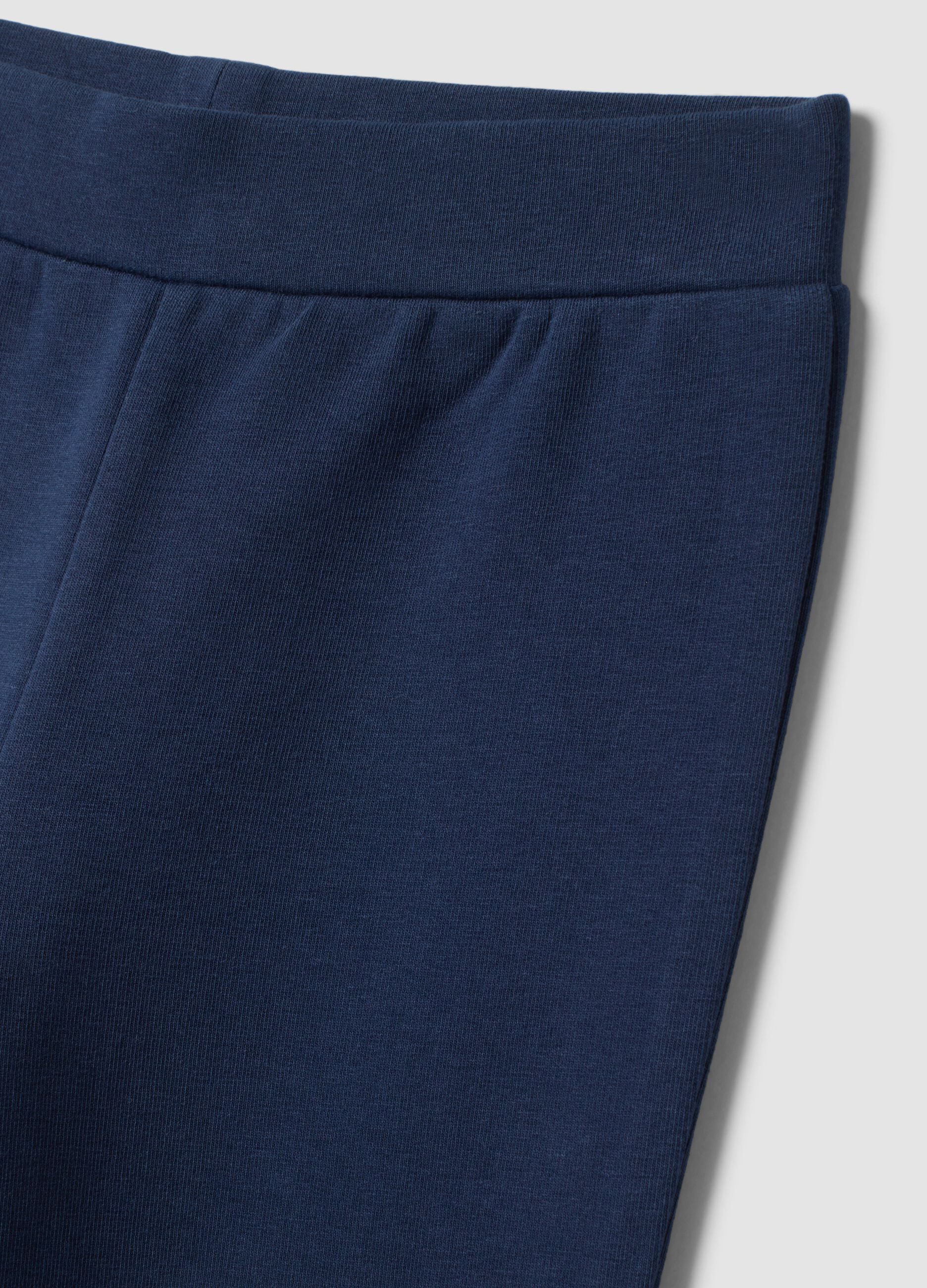 Blue flared leggings in stretch cotton