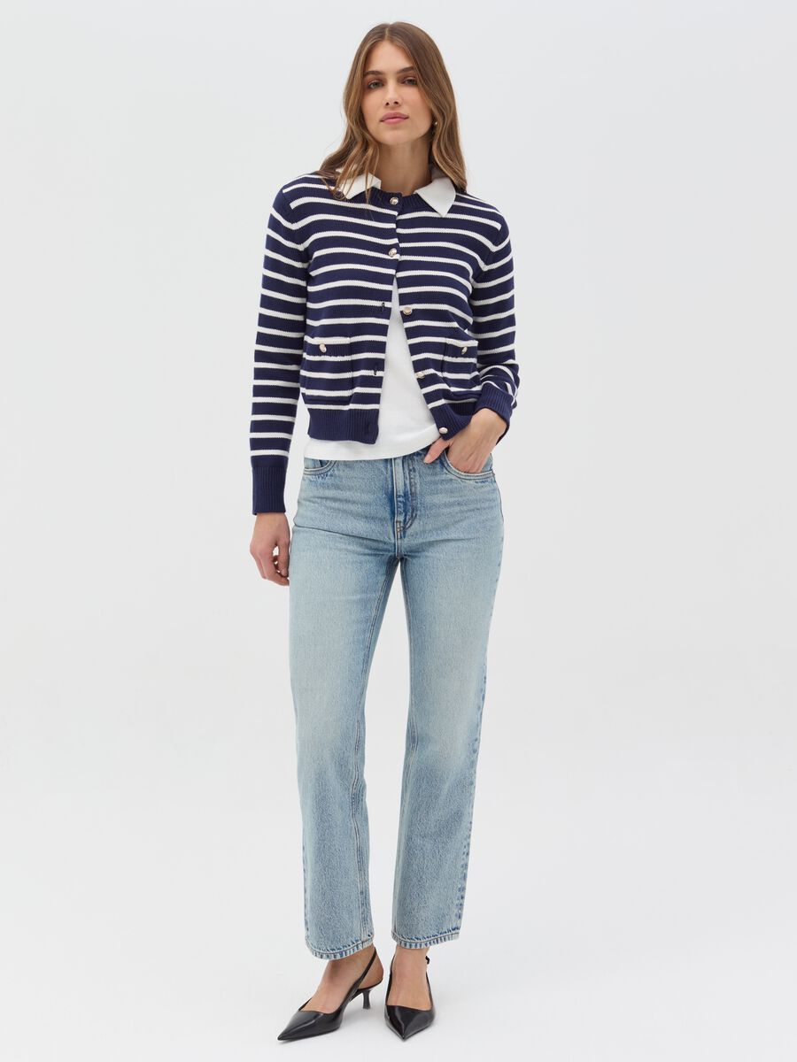 Striped cardigan with gold-coloured buttons_1