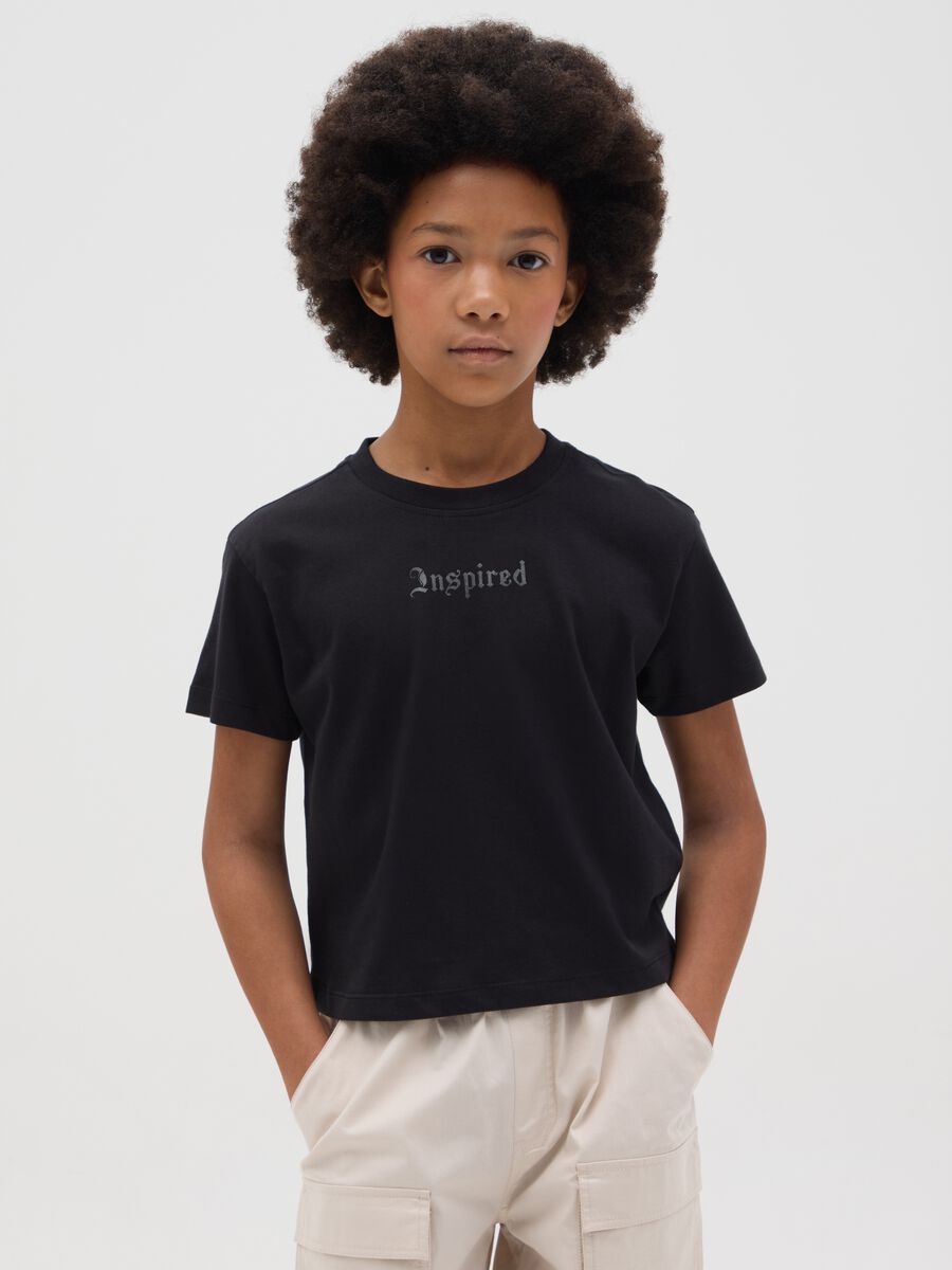 Short Black T-shirt with B.Fly Print OVS Kids_0