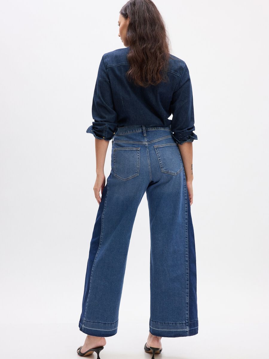 Two-tone, wide-leg jeans with high waist_4