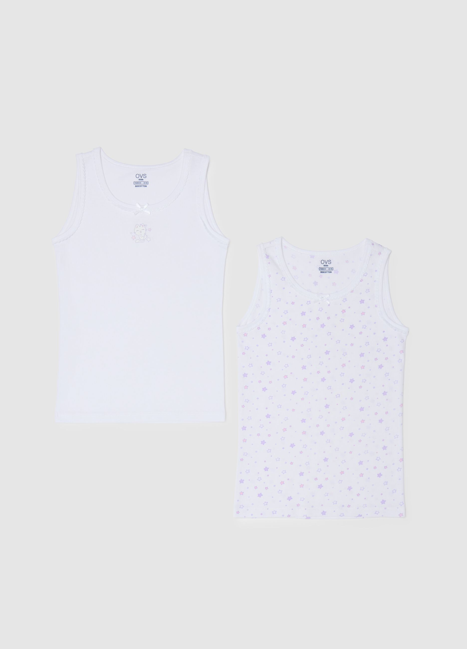 Girls' cotton vest twin-pack in multicolour