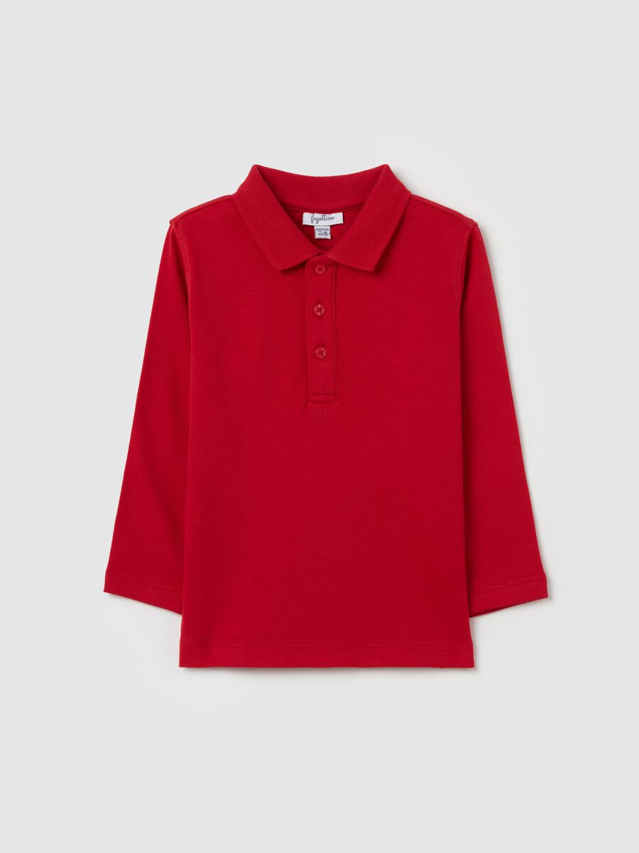 Long-sleeved cotton polo shirt_0