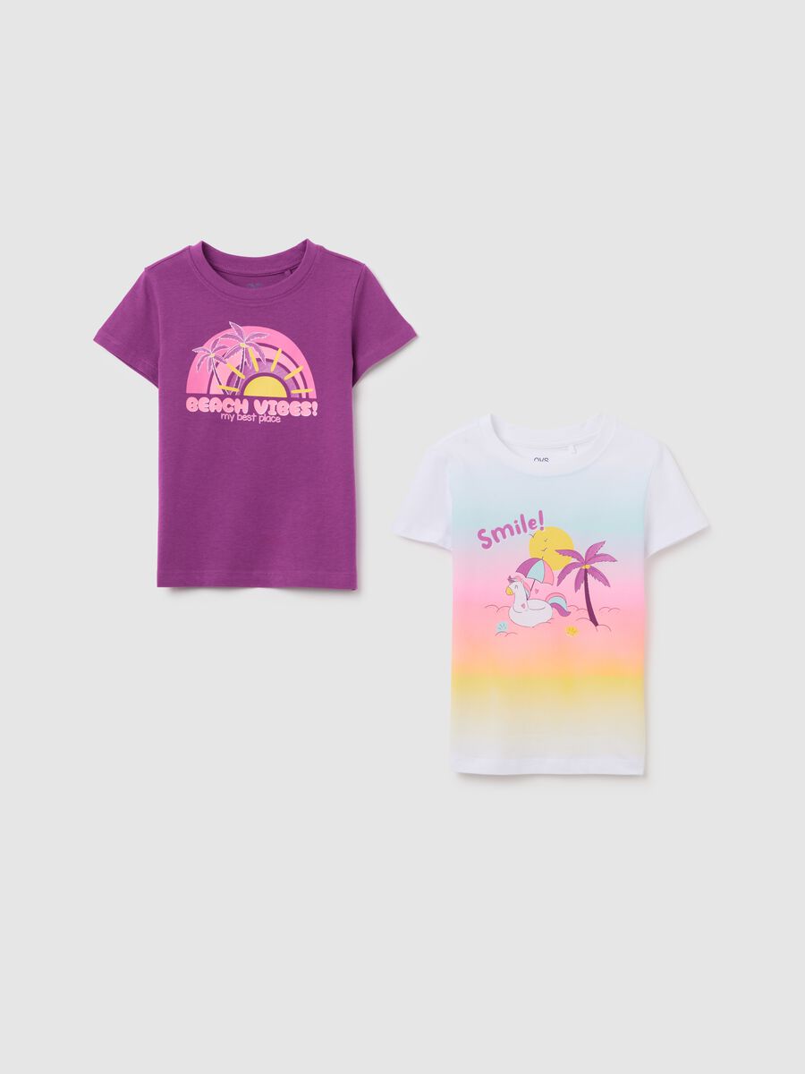 Set of two girls' cotton jersey T-shirts_0