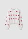 White cotton-blend jumper with openwork pattern and hearts for girls_3